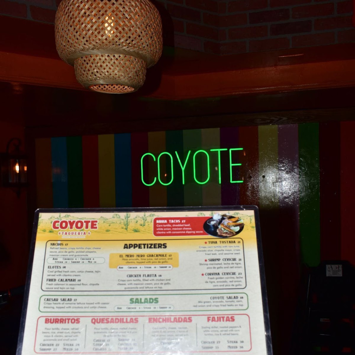 Coyote Taqueria Menu - Image 1