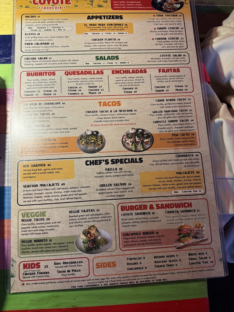 Coyote Taqueria Menu - Image 4