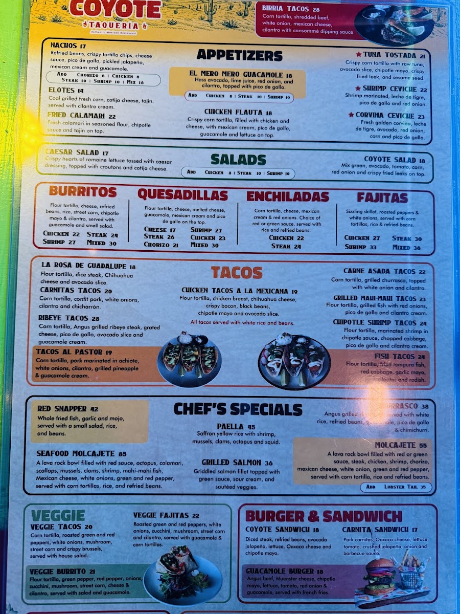 Coyote Taqueria Menu - Image 5